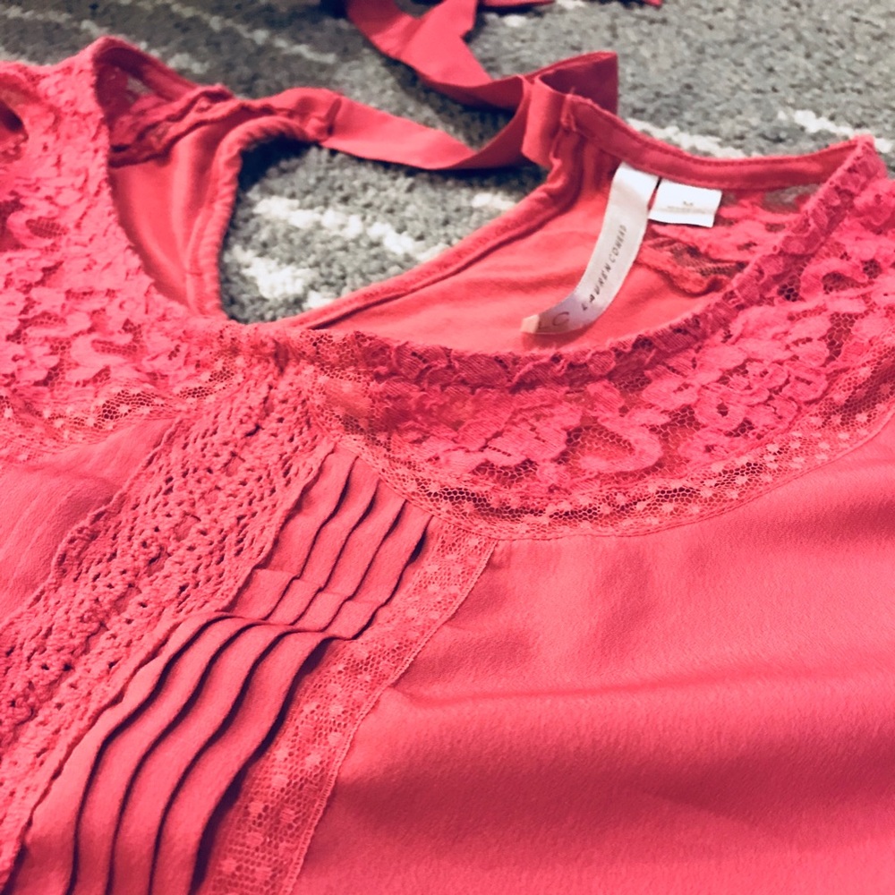 Lauren Conrad Lace Collar Pink/Peach Blouse